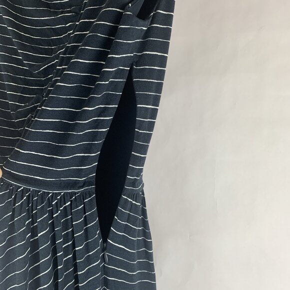 Boss Hugo Boss Dress XS Striped Navy Blue Coastal Asymmetric Midi Lined Stretch - Picture 7 of 14